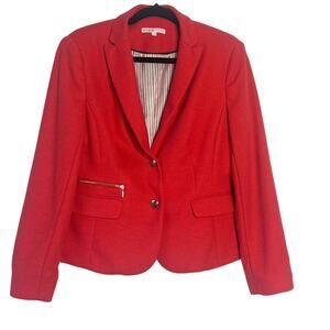 Cleo Blazer Womens 8 Orange Tangerine Two‎ Button Classic Academia Business